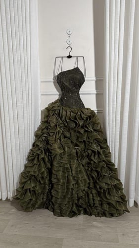 فستان سهره زيتي فخم