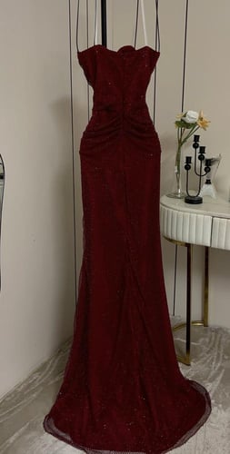 فستان سهره عنابي فخم