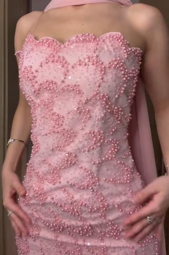 فستان سهره وردي فخم