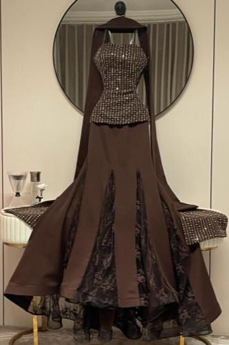 فستان سهره بني فخم