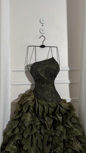 فستان سهره زيتي فخم