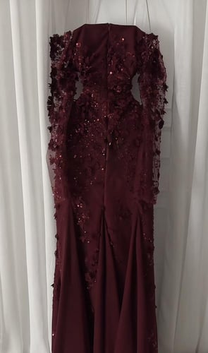 فستان سهره فخم عنابي