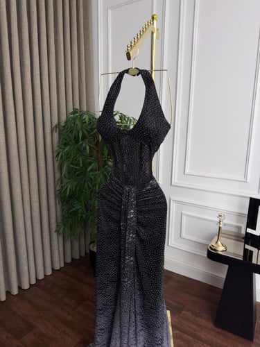 فستان سهره اسود ورصاصي