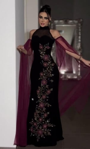 فستان سهره اسود فخم استرتش