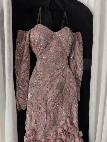 فستان سهره وردي فخم