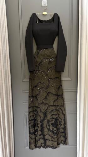 فستان سهره فخم زيتي