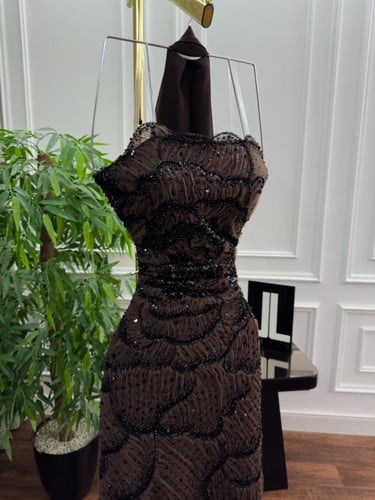 فستان سهره فخم بني