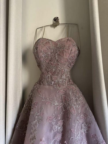 فستان سهره وردي فخم