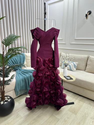 فستان سهره عنابي