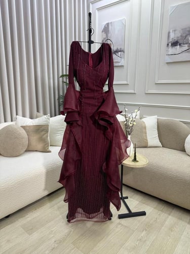 فستان سهره برغندي فخم