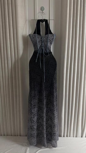 فستان سهره اسود ورصاصي