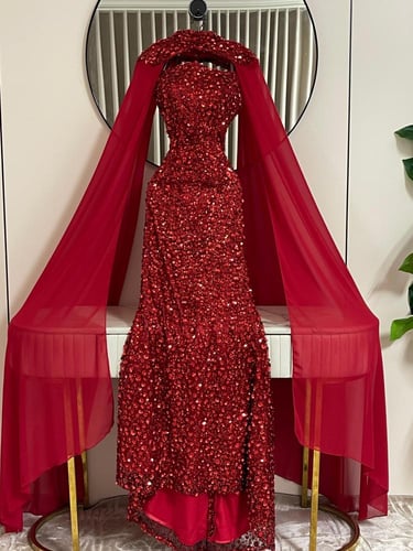 فستان سهره فخم احمر