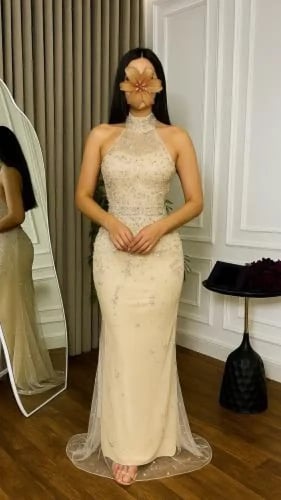 فستان سهره فخم ذهبي