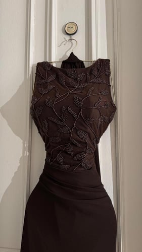 فستان سهره بني ناعم