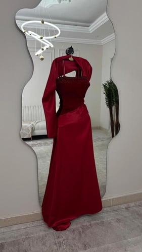 فستان سهره احمر جوخ وتفته