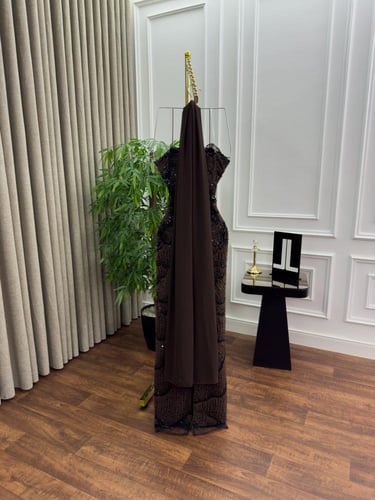 فستان سهره فخم بني