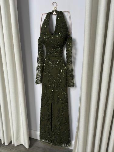 فستان سهره زيتي فخم