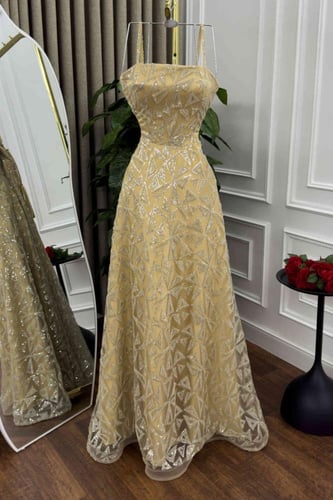 فستان سهره فخم ذهبي