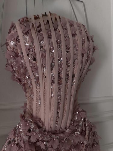 فستان سهره فخم وردي &اسود &عنابي