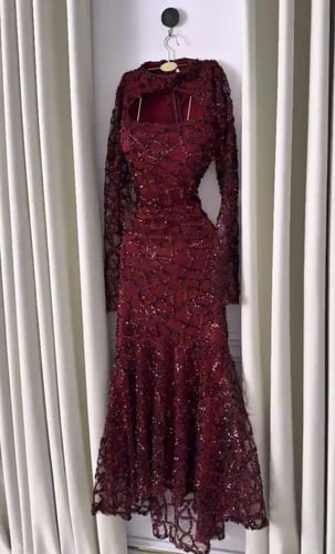 فستان سهره فخم عنابي