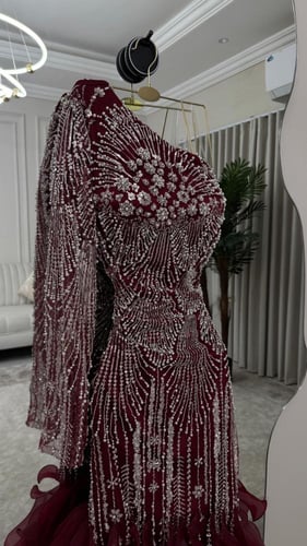 فستان سهره عنابي فخم