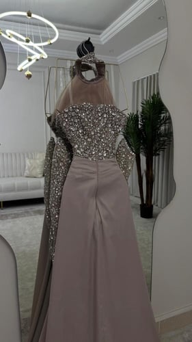 فستان سهره فخم لحمي