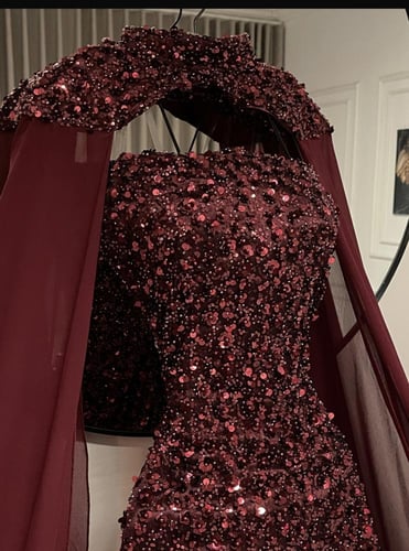 فستان سهره عنابي راقي