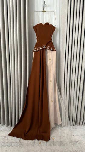 فستان سهره فخم بيج وبني