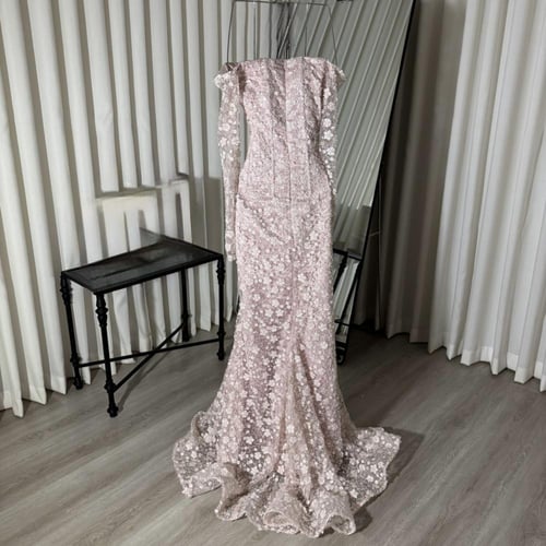 فستان سهره فخم وردي