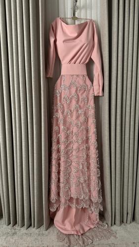 فستان سهره وردي فخم