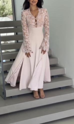 فستان سهره وردي ناعم