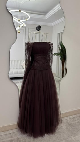 فستان سهره بني فخم