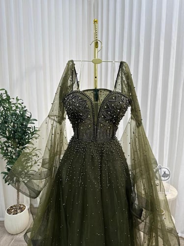 فستان سهره زيتي فخم