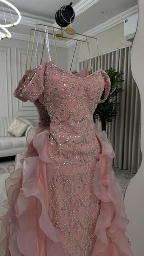 فستان سهره وردي فخم