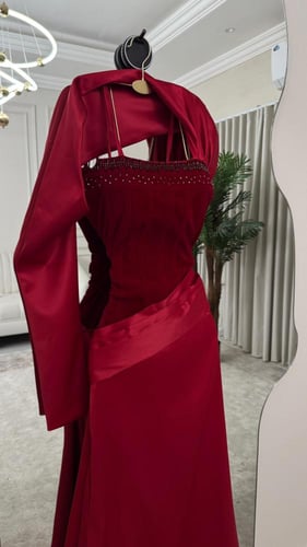 فستان سهره احمر جوخ وتفته