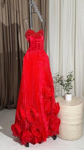 فستان سهره فخم احمر