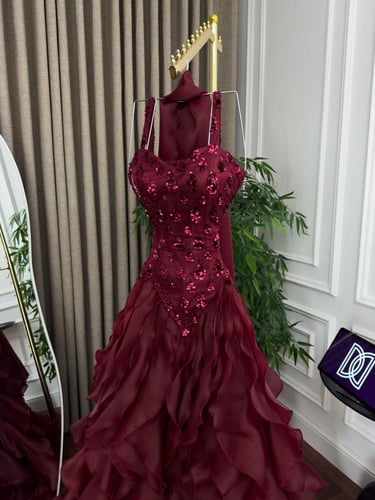 فستان سهره عنابي فخم