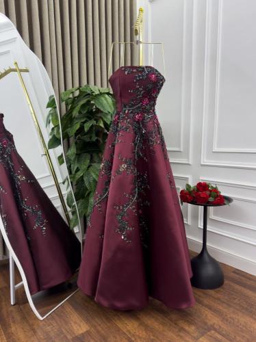 فستان سهره فخم عنابي