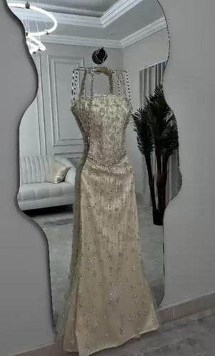 فستان سهره بيلان فخم بيج