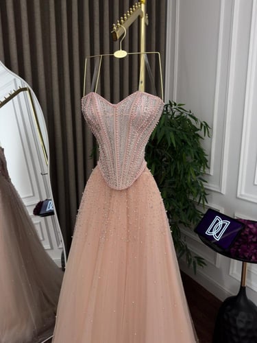 فستان سهره كورسيه مشمشي