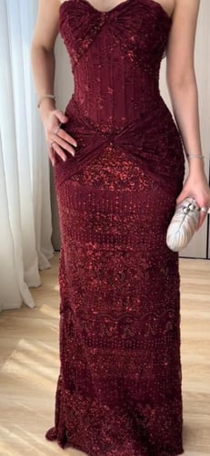 فستان سهره فخم عنابي