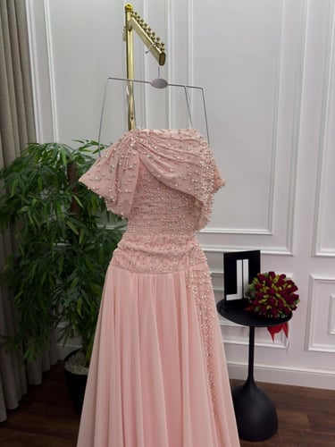 فستان سهره فخم وردي