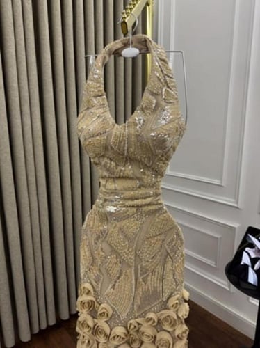 فستان سهره فخم بيج