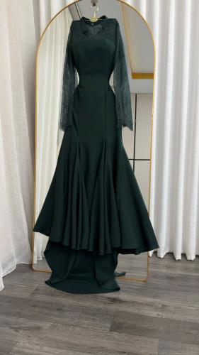 فستان سهره ناعم زيتي
