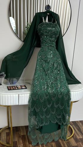 فستان سهره اخضر فخم