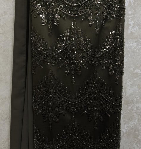 فستان سهره فخم زيتي