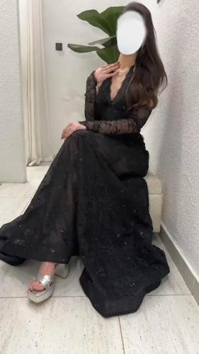 فستان سهره فخم اسود دانتيل وخرز