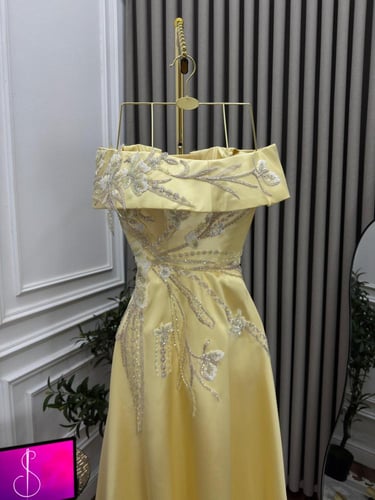 فستان سهره ليموني فخم