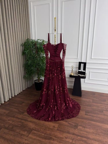 فستان سهره برغندي فخم