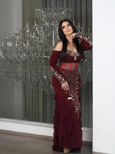 فستان سهره عنابي راقي